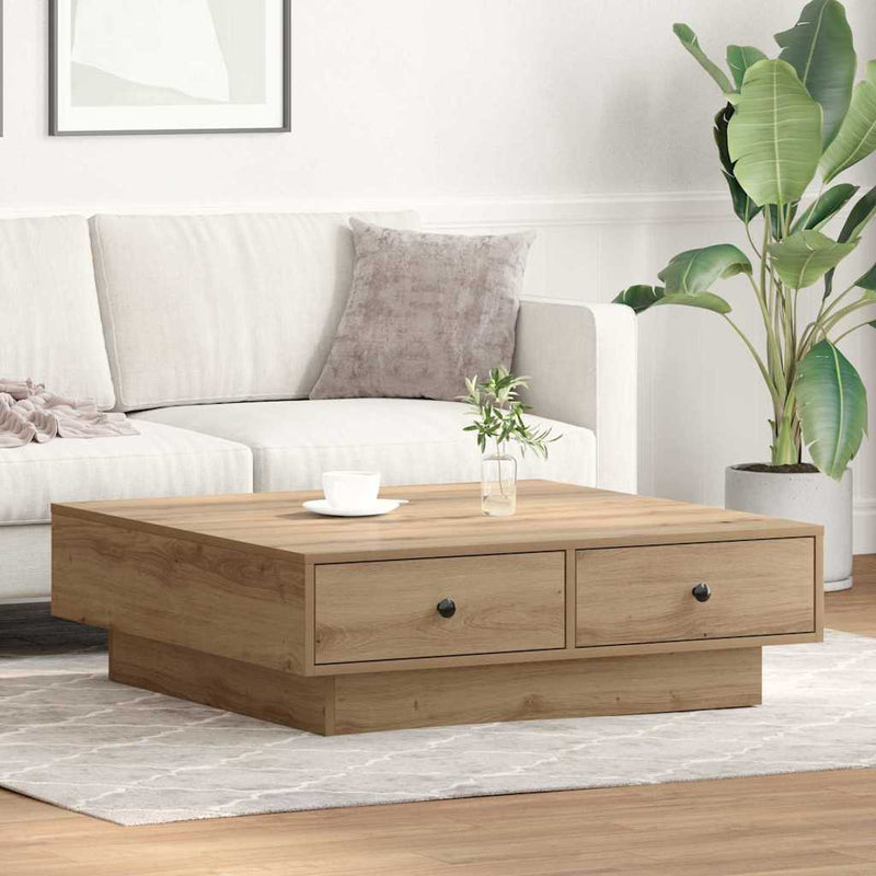 vidaXL Dohányzóasztal kézműves tölgy 90 x 90 x 28 cm Faanyag