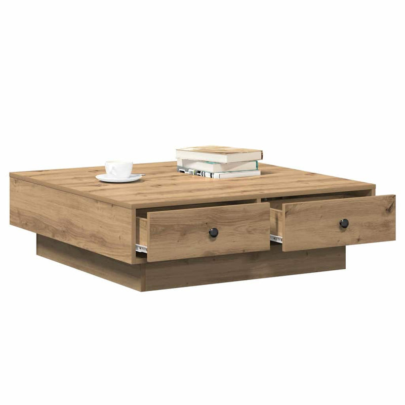 vidaXL Dohányzóasztal kézműves tölgy 90 x 90 x 28 cm Faanyag