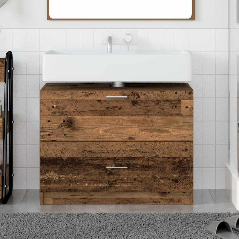 vidaXL Mosdó Szekrény fiókkal ajtóval Öreg fa 78 x 37 x 59 cm Faanyag