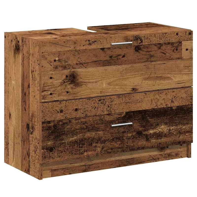 vidaXL Mosdó Szekrény fiókkal ajtóval Öreg fa 78 x 37 x 59 cm Faanyag