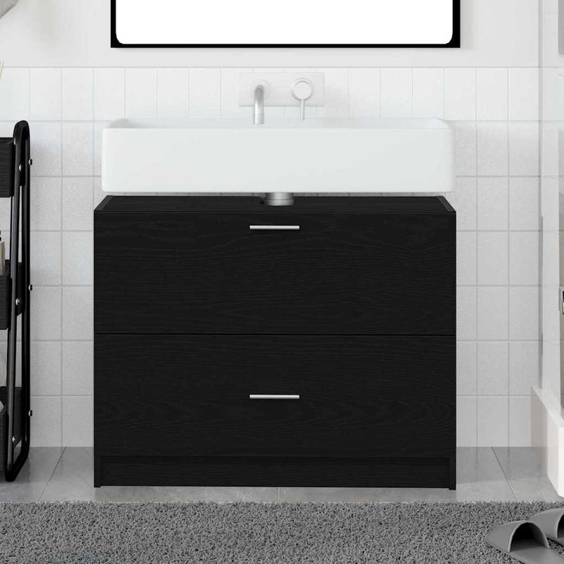 vidaXL Mosdó Szekrény fiókkal Fekete tölgy 78 x 37 x 59 cm Faanyag