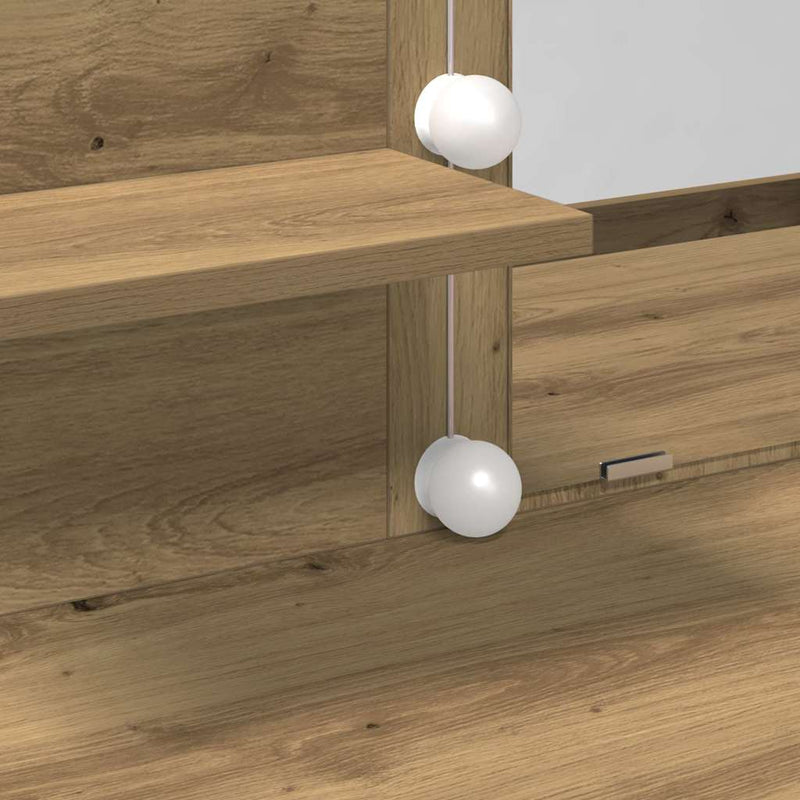 vidaXL Sminktükör fiókkal kézműves tölgy 100 x 40 x 130 cm Faanyag