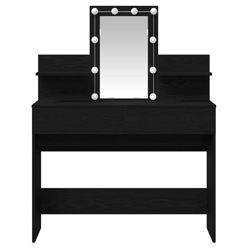 vidaXL Sminktükör fiókkal Musta tammi 100 x 40 x 130 cm Faanyag