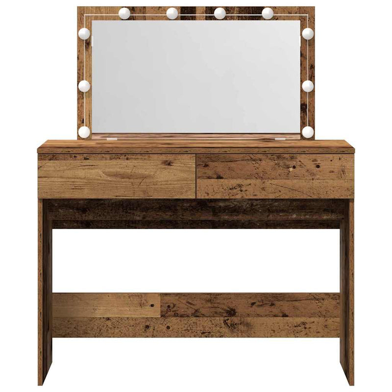 vidaXL Sminkasztal fiókkal tárolóval Öreg fa 100 x 40 x 120 cm Faanyag