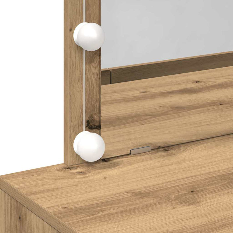 vidaXL Sminkasztal fiókkal kézműves tölgy 100 x 40 x 120 cm Faanyag