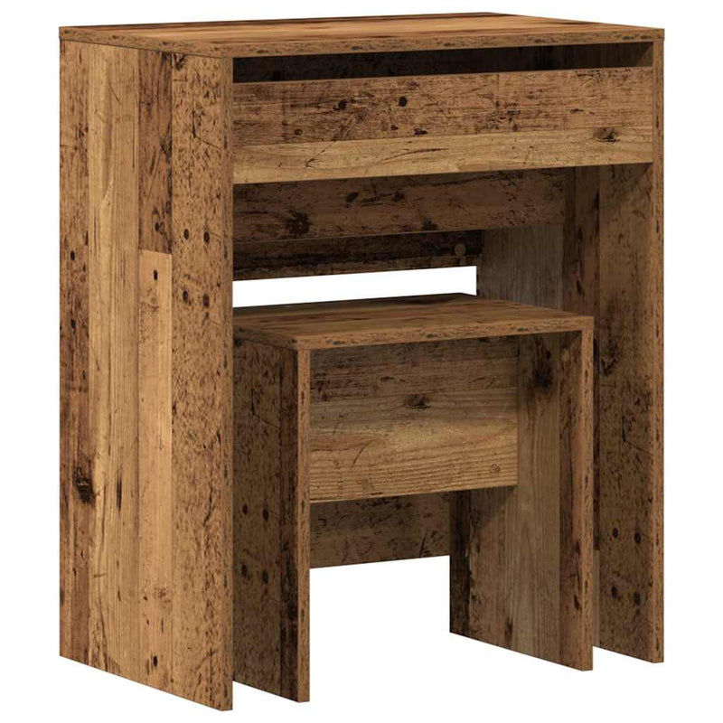 vidaXL Sminkasztal fiókkal tárolóval Öreg fa 60 x 40 x 75 cm Faanyag