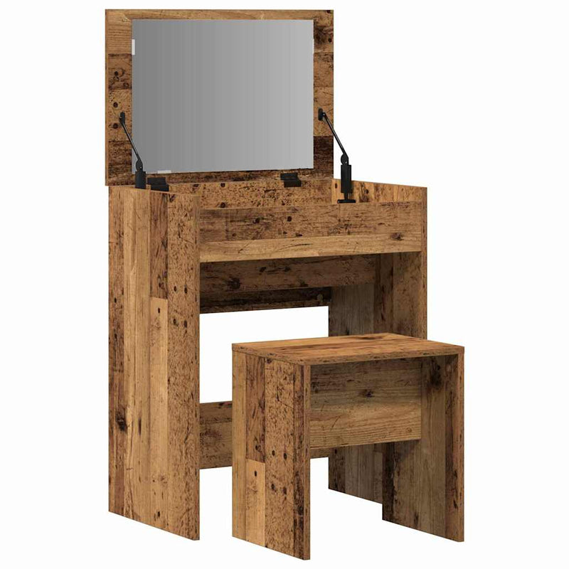 vidaXL Sminkasztal fiókkal tárolóval Öreg fa 60 x 40 x 75 cm Faanyag