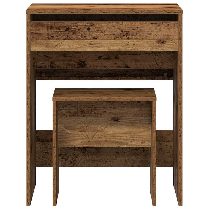vidaXL Sminkasztal fiókkal tárolóval Öreg fa 60 x 40 x 75 cm Faanyag