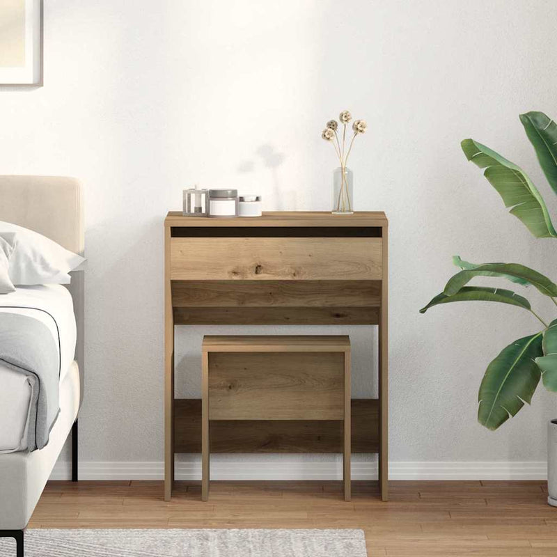 vidaXL Sminkasztal fiókkal kézműves tölgy 60 x 40 x 75 cm Faanyag