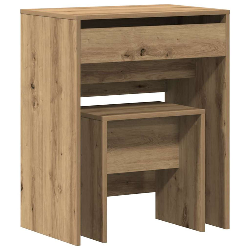 vidaXL Sminkasztal fiókkal kézműves tölgy 60 x 40 x 75 cm Faanyag