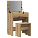 vidaXL Sminkasztal fiókkal kézműves tölgy 60 x 40 x 75 cm Faanyag