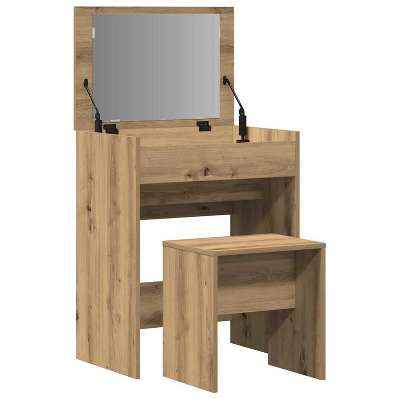 vidaXL Sminkasztal fiókkal kézműves tölgy 60 x 40 x 75 cm Faanyag