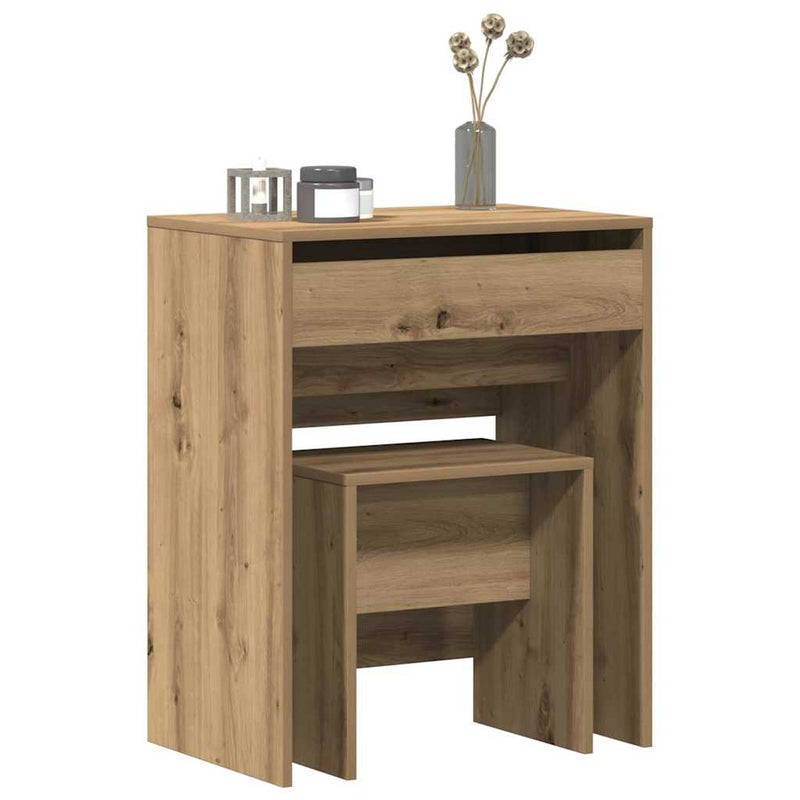 vidaXL Sminkasztal fiókkal kézműves tölgy 60 x 40 x 75 cm Faanyag