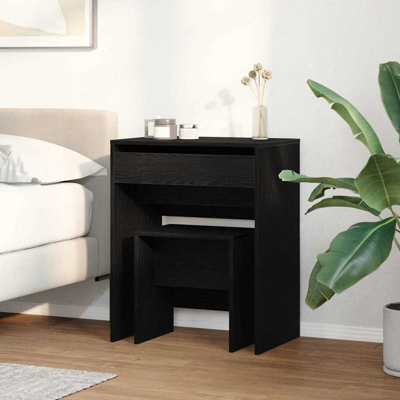 vidaXL Sminkasztal fiókkal Musta tammi 60 x 40 x 75 cm Faanyag