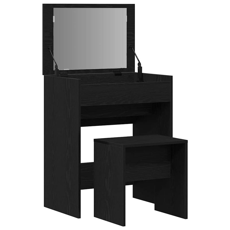 vidaXL Sminkasztal fiókkal Musta tammi 60 x 40 x 75 cm Faanyag
