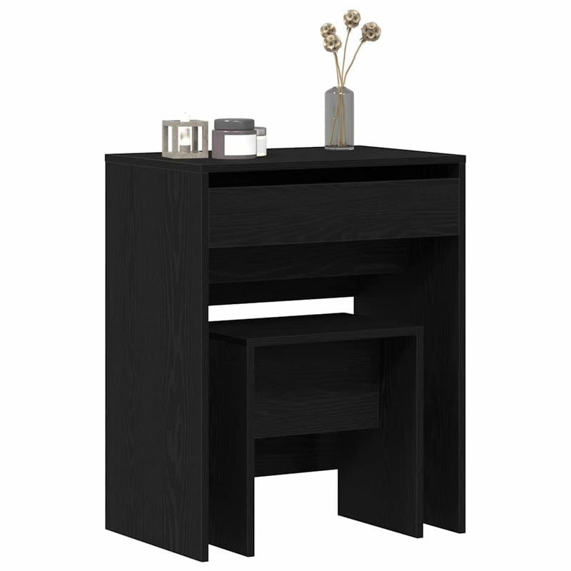 vidaXL Sminkasztal fiókkal Musta tammi 60 x 40 x 75 cm Faanyag