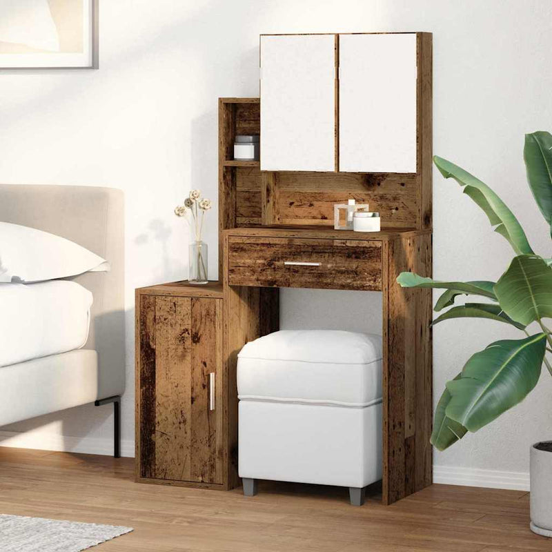 vidaXL Öltöztetőasztal fiókkal Öreg fa 80 x 35 x 132 cm Faanyag