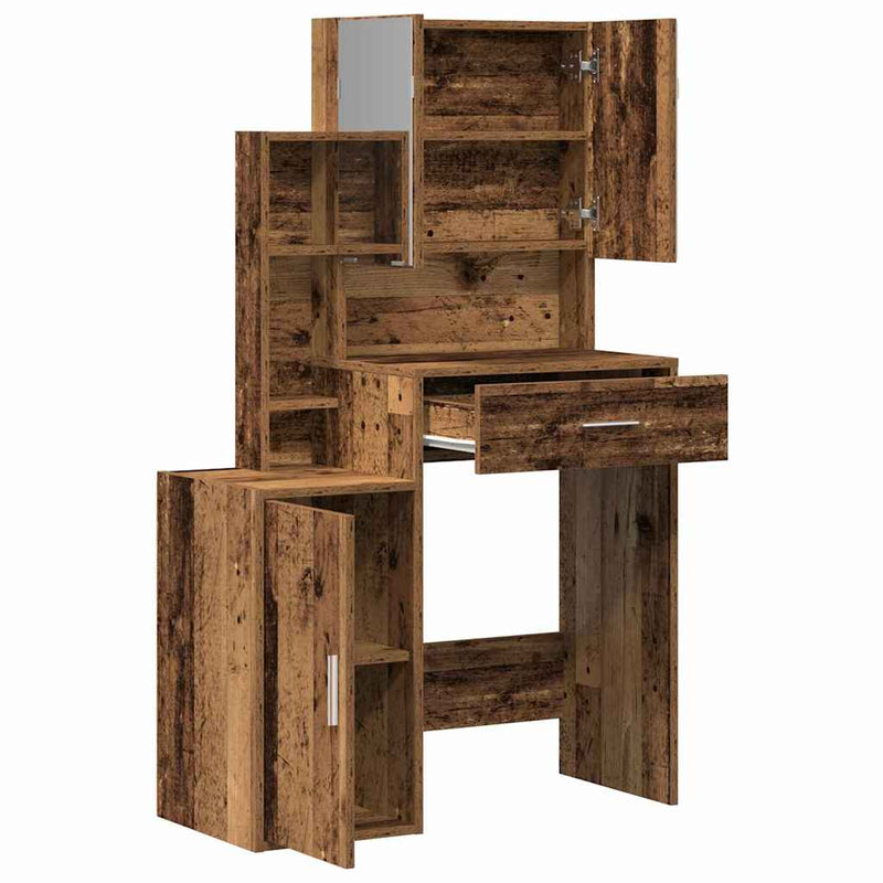 vidaXL Öltöztetőasztal fiókkal Öreg fa 80 x 35 x 132 cm Faanyag