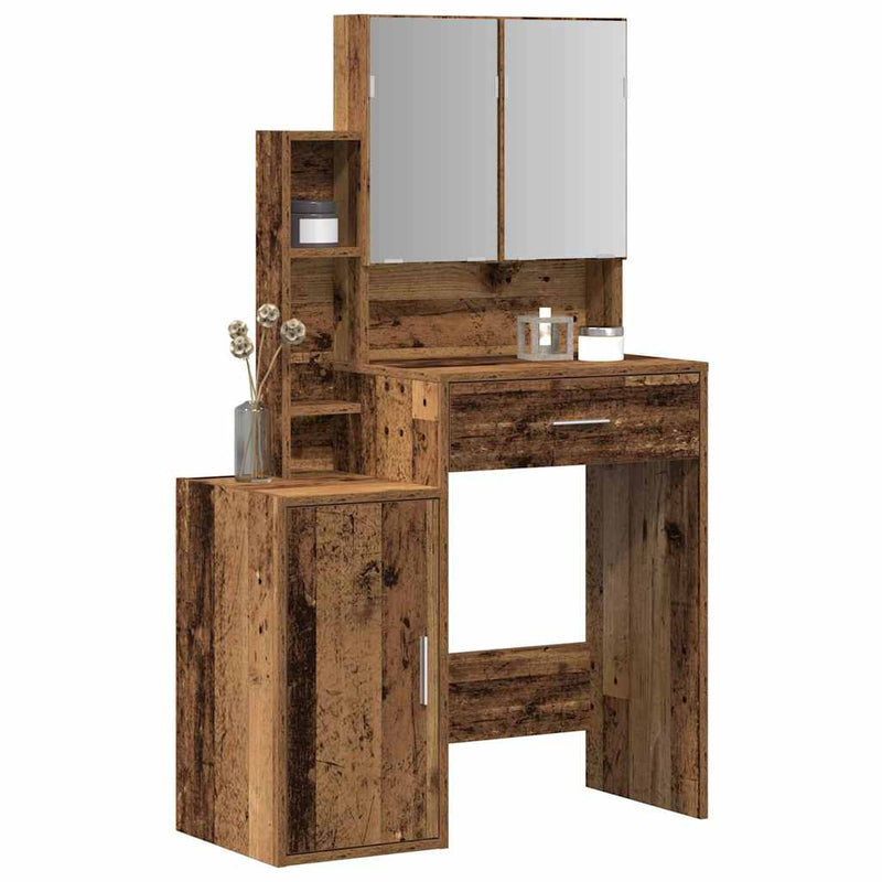 vidaXL Öltöztetőasztal fiókkal Öreg fa 80 x 35 x 132 cm Faanyag