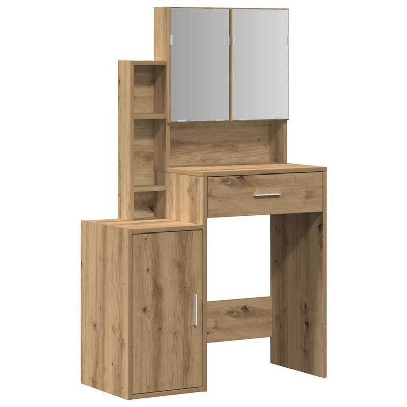 vidaXL Öltöztetőasztal fiókkal kézműves tölgy 80 x 35 x 132 cm Faanyag