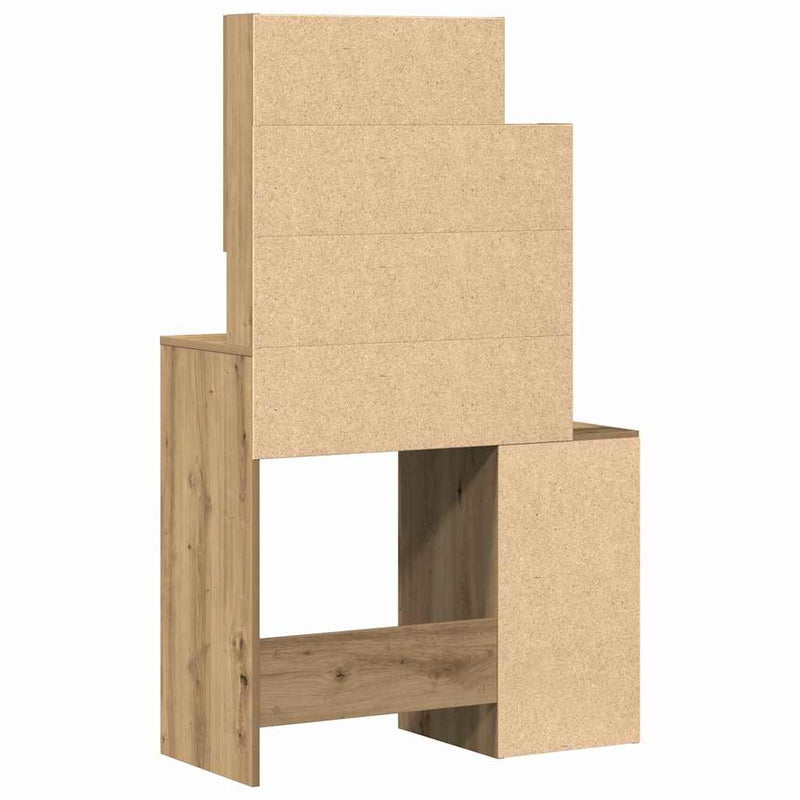 vidaXL Öltöztetőasztal fiókkal kézműves tölgy 80 x 35 x 132 cm Faanyag