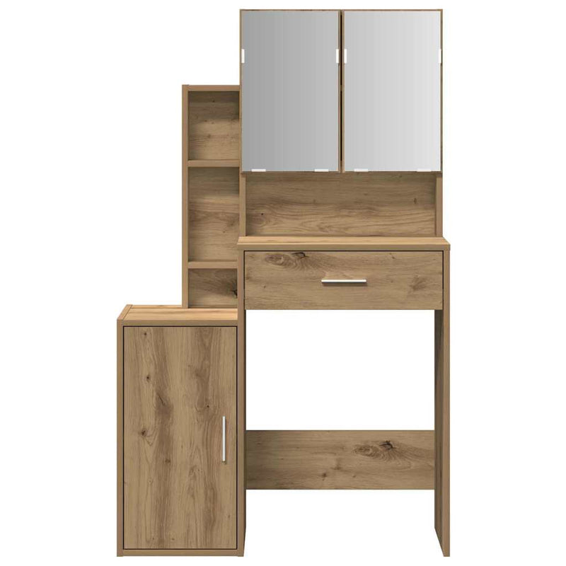 vidaXL Öltöztetőasztal fiókkal kézműves tölgy 80 x 35 x 132 cm Faanyag