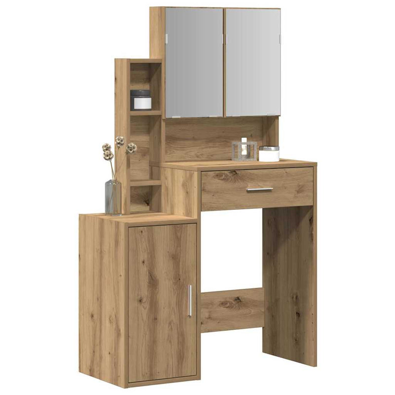 vidaXL Öltöztetőasztal fiókkal kézműves tölgy 80 x 35 x 132 cm Faanyag