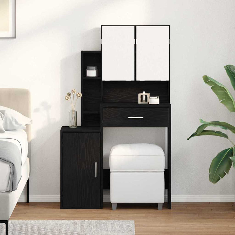 vidaXL Öltöztetőasztal fiókkal Musta tammi 80 x 35 x 132 cm Faanyag
