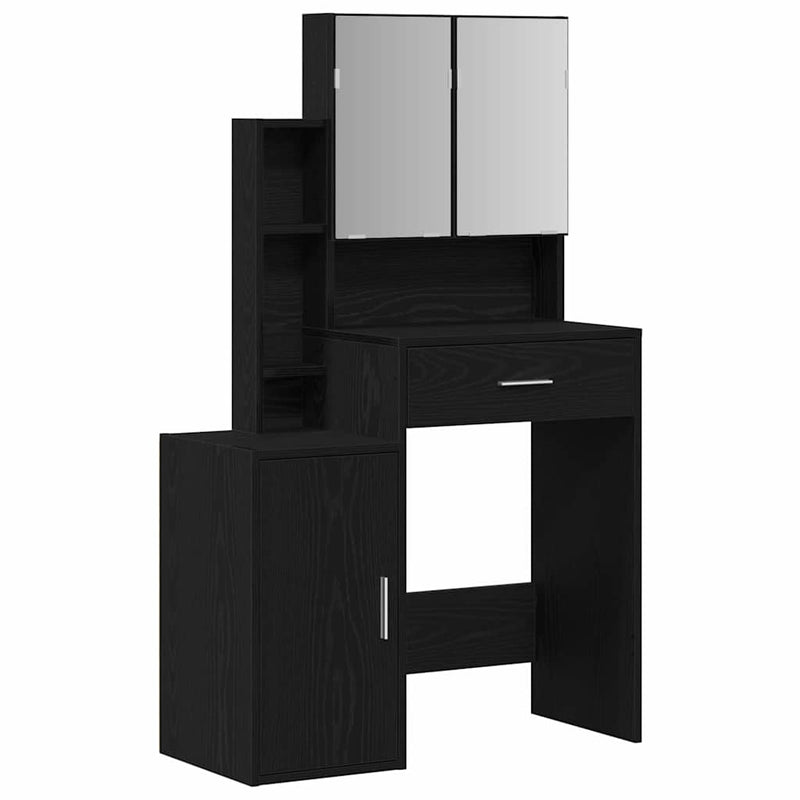 vidaXL Öltöztetőasztal fiókkal Musta tammi 80 x 35 x 132 cm Faanyag
