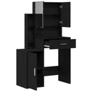 vidaXL Öltöztetőasztal fiókkal Musta tammi 80 x 35 x 132 cm Faanyag