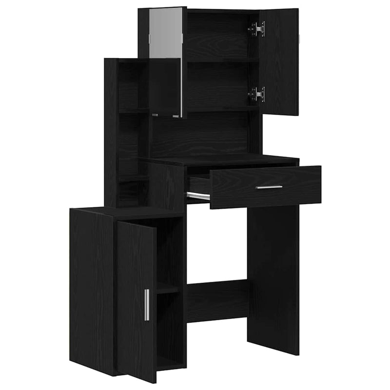 vidaXL Öltöztetőasztal fiókkal Musta tammi 80 x 35 x 132 cm Faanyag