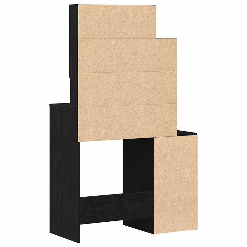 vidaXL Öltöztetőasztal fiókkal Musta tammi 80 x 35 x 132 cm Faanyag