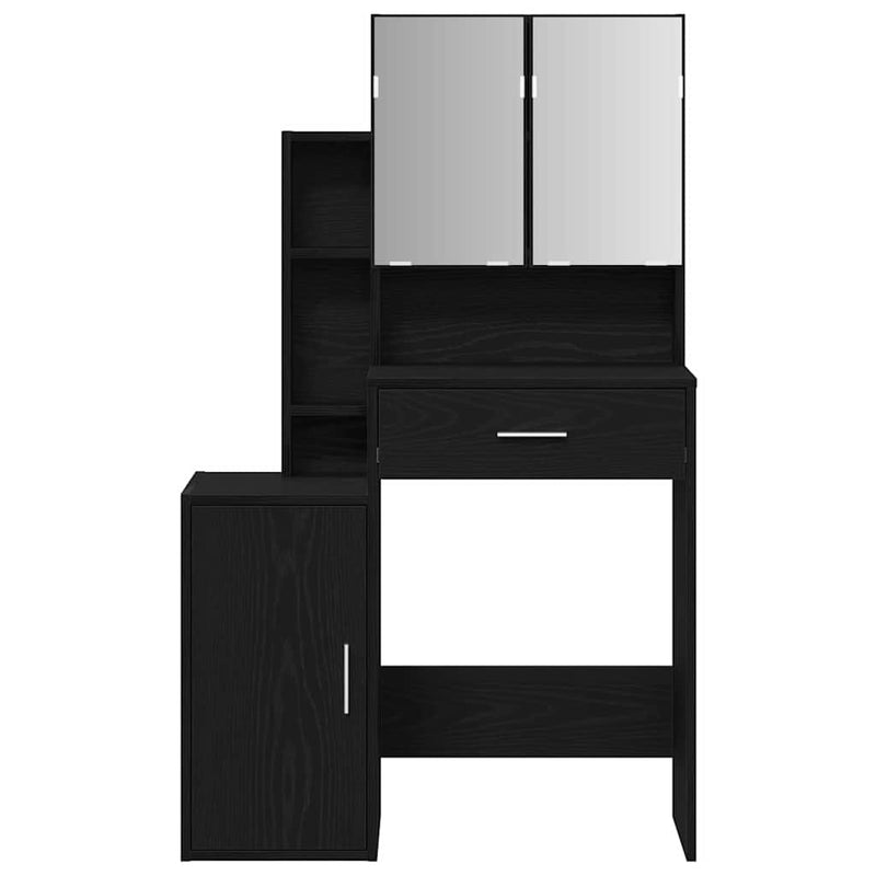 vidaXL Öltöztetőasztal fiókkal Musta tammi 80 x 35 x 132 cm Faanyag
