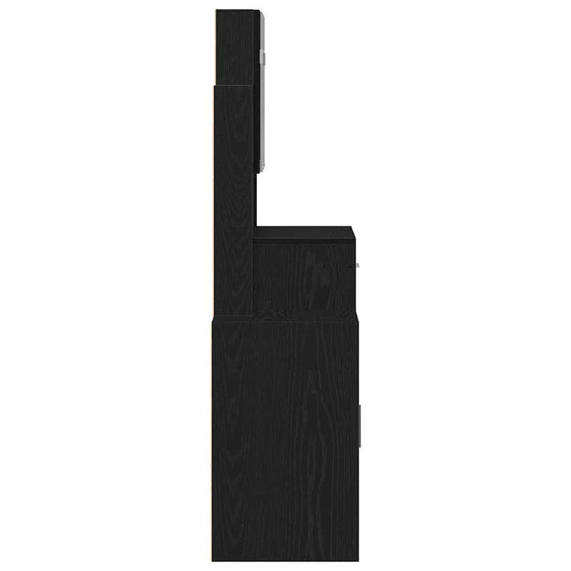 vidaXL Öltöztetőasztal fiókkal Musta tammi 80 x 35 x 132 cm Faanyag