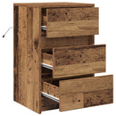 vidaXL Éjjeliszekrény fiókkal Öreg fa 38 x 34 x 61 cm Faanyag
