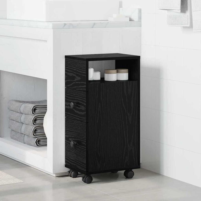 vidaXL Keskeny Fürdőszoba Szekrény Musta tammi 33 x 23 x 65 cm Faanyag