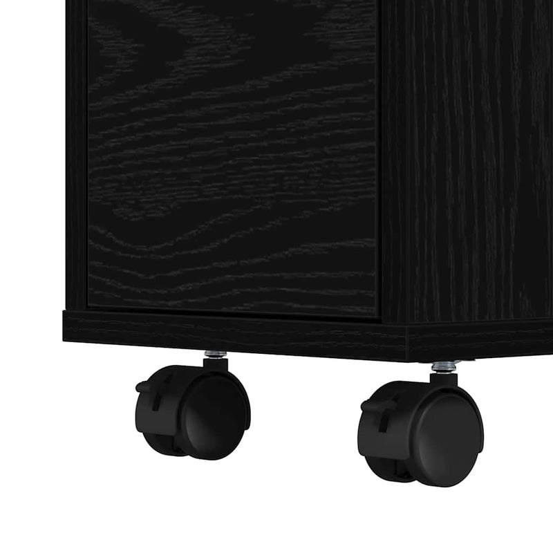 vidaXL Keskeny Fürdőszoba Szekrény Musta tammi 65 x 23 x 87 cm Faanyag
