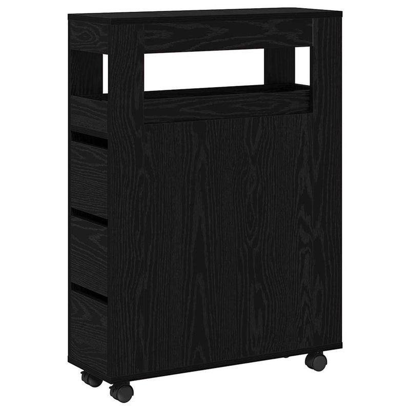 vidaXL Keskeny Fürdőszoba Szekrény Musta tammi 65 x 23 x 87 cm Faanyag