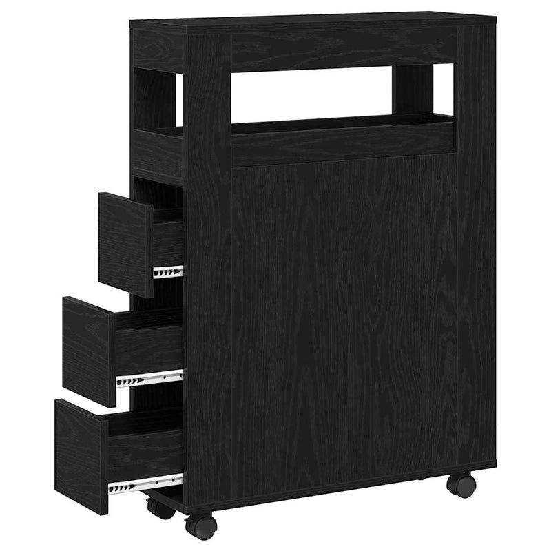 vidaXL Keskeny Fürdőszoba Szekrény Musta tammi 65 x 23 x 87 cm Faanyag