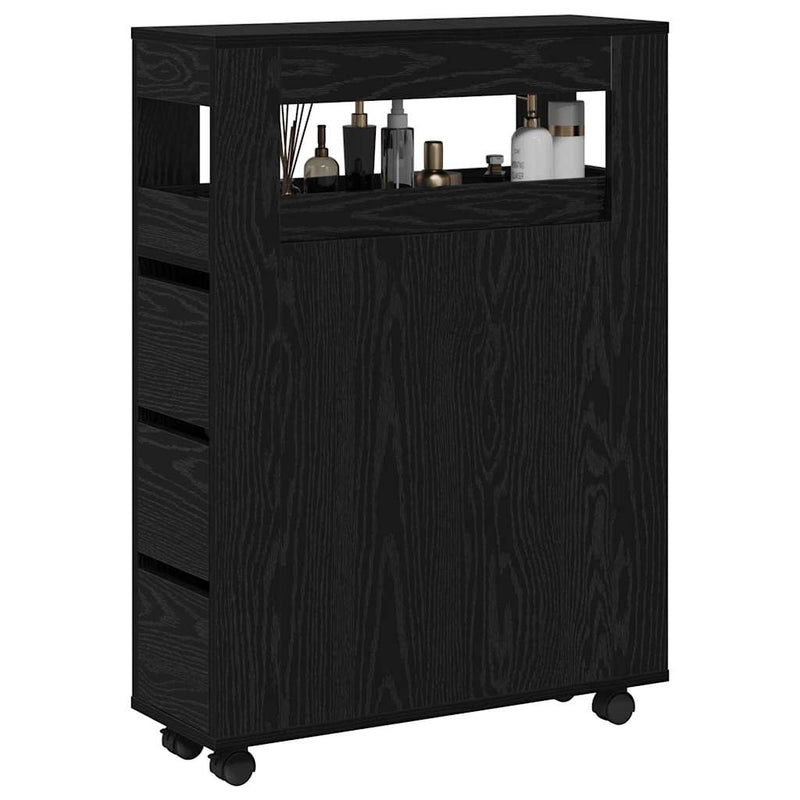 vidaXL Keskeny Fürdőszoba Szekrény Musta tammi 65 x 23 x 87 cm Faanyag