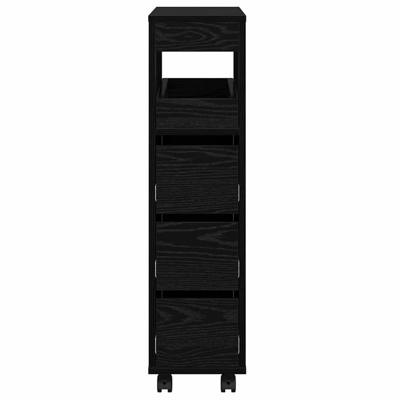 vidaXL Keskeny Fürdőszoba Szekrény Musta tammi 65 x 23 x 87 cm Faanyag