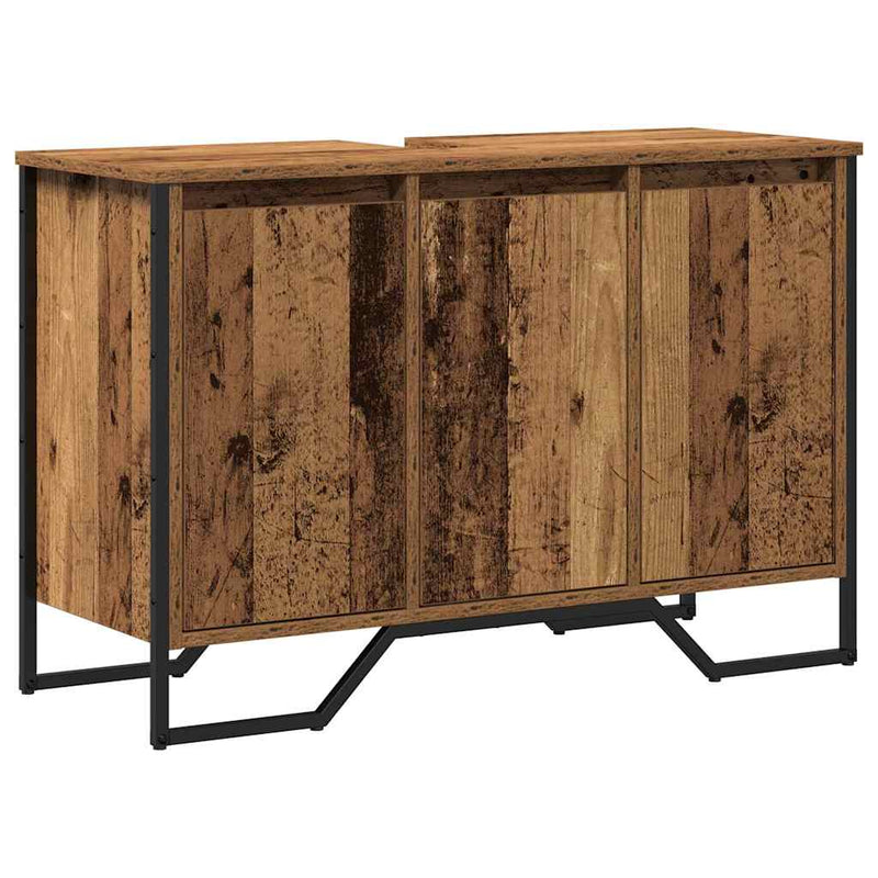 vidaXL Mosdókagyló Szekrény tárolóval Öreg fa 91 x 35 x 60 cm Faanyag