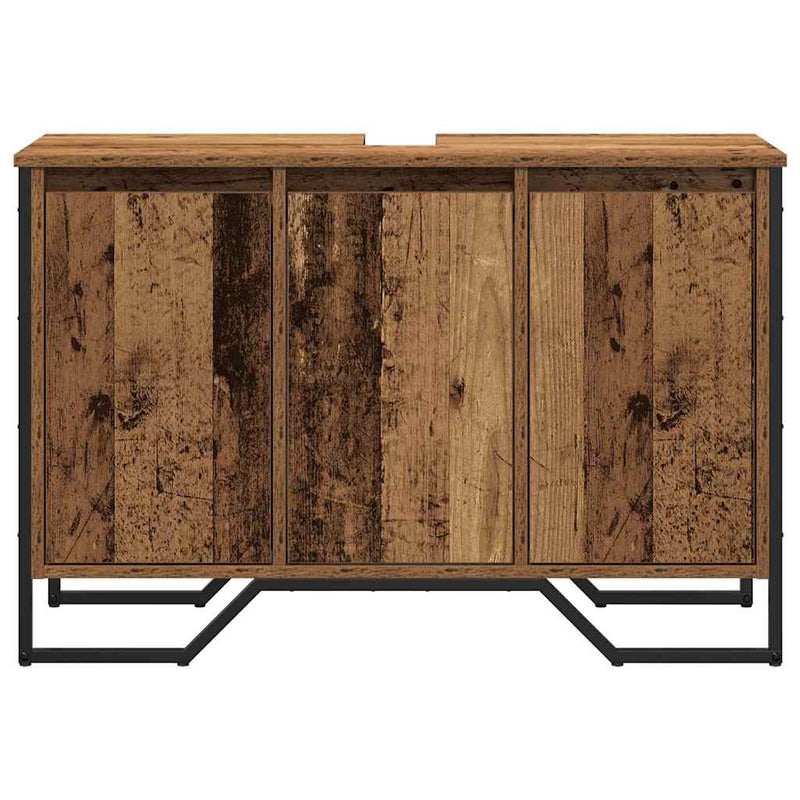 vidaXL Mosdókagyló Szekrény tárolóval Öreg fa 91 x 35 x 60 cm Faanyag
