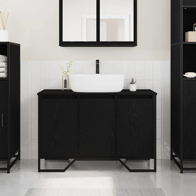 vidaXL Mosdókagyló Szekrény Egyéb Fekete tölgy 91 x 35 x 60 cm Faanyag