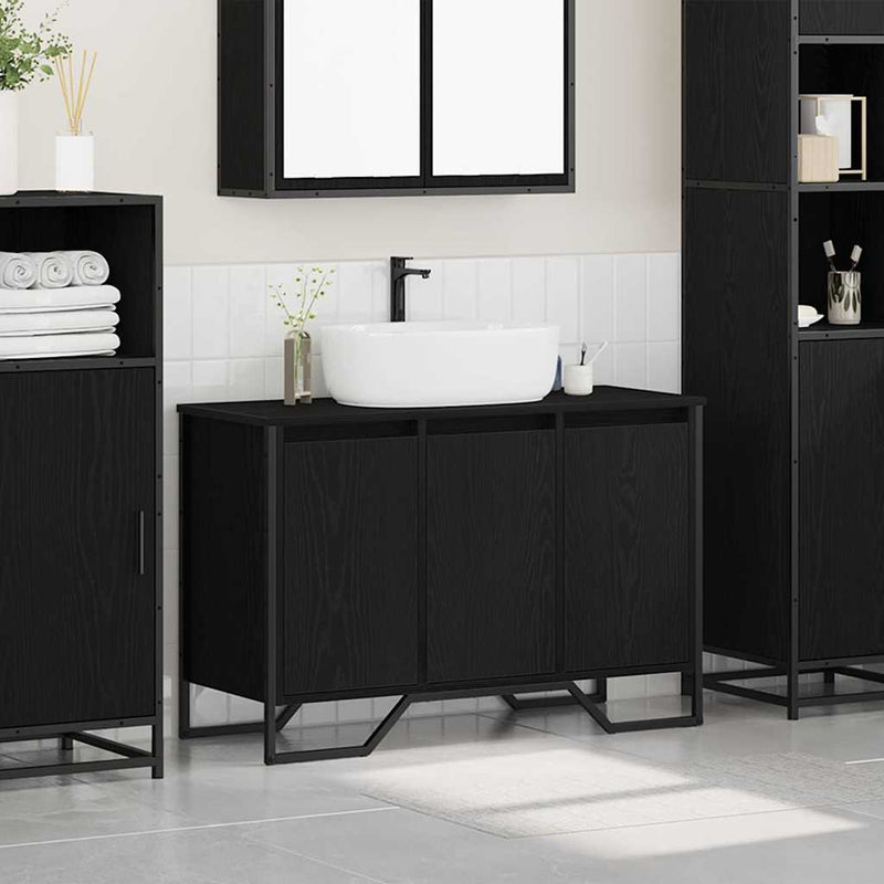 vidaXL Mosdókagyló Szekrény Egyéb Fekete tölgy 91 x 35 x 60 cm Faanyag