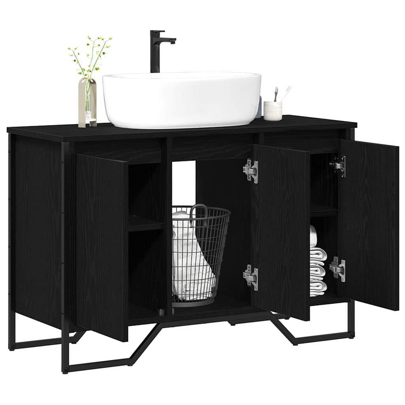 vidaXL Mosdókagyló Szekrény Egyéb Fekete tölgy 91 x 35 x 60 cm Faanyag