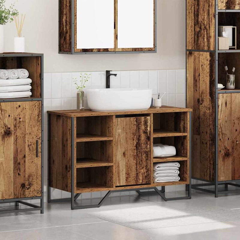 vidaXL Mosdószekrény polcokkal Egyéb Öreg fa 91 x 35 x 60 cm Faanyag