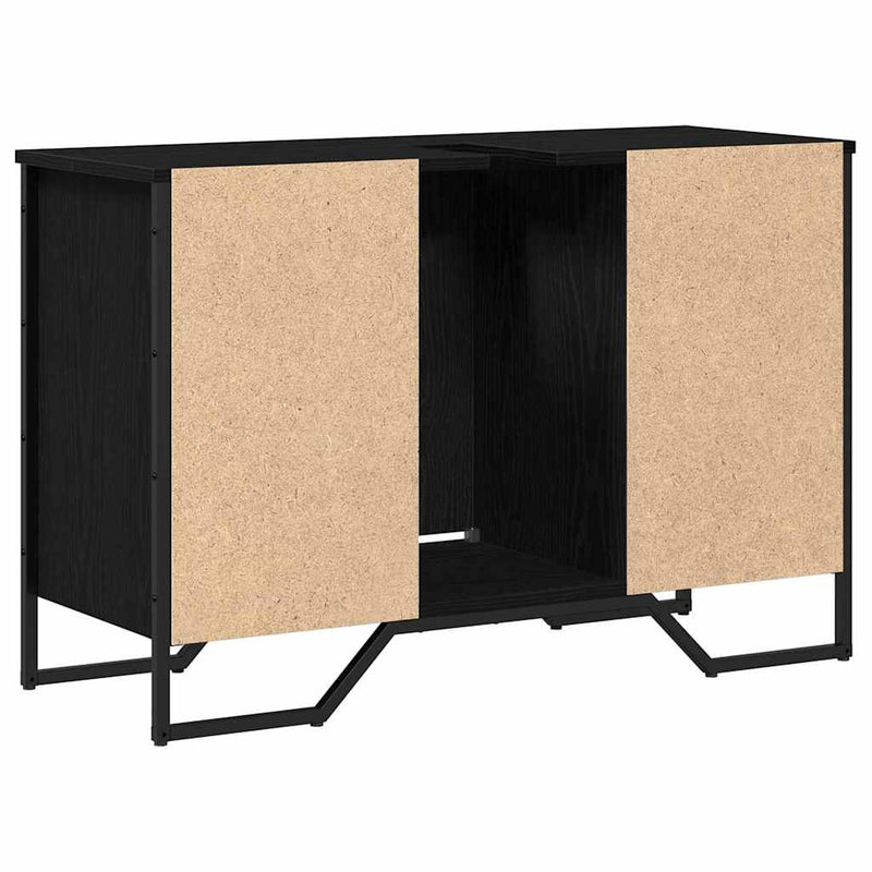 vidaXL Mosdószekrény tárolóval Fekete tölgy 91 x 35 x 60 cm Faanyag