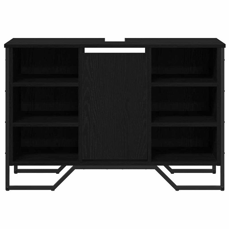 vidaXL Mosdószekrény tárolóval Fekete tölgy 91 x 35 x 60 cm Faanyag
