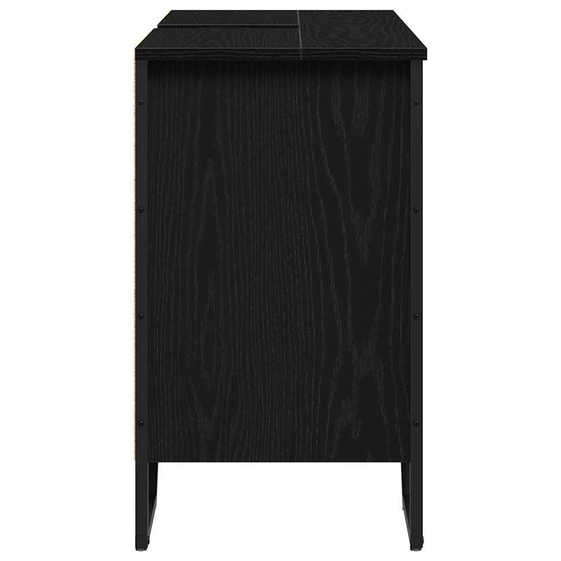 vidaXL Mosdószekrény tárolóval Fekete tölgy 91 x 35 x 60 cm Faanyag